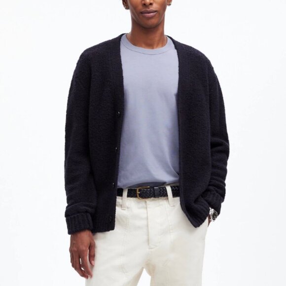 Madewell Bouclé Cardigan Sweater NWT in Navy - Picture 4 of 9